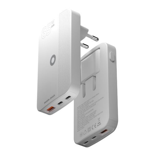 65W GaN nabíječka do sítě Mobile Origin III Slim Charger dual USB-C a USB-A - bílá - Obrázek 2