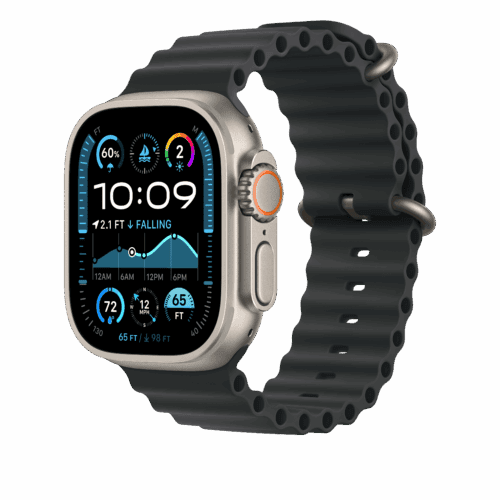 Apple Watch 44/45/46/49mm černý Oceánský řemínek – provedení z přírodního titanu - Obrázek 2