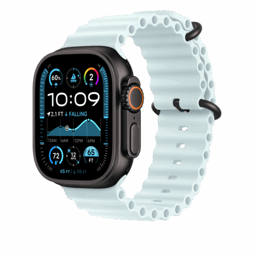 Apple Watch 44/45/46/49mm ledově modré prodloužení Oceánského řemínku – provedení z černého titanu - Obrázek 2
