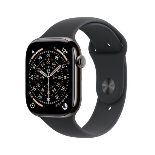 Apple Watch Series 11 GPS + Cellular 42mm břidlicově šedé titanové pouzdro s černým sportovním řemínkem - S/M