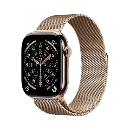 Apple Watch Series 11 GPS + Cellular 42mm zlaté titanové pouzdro se zlatým milánským tahem