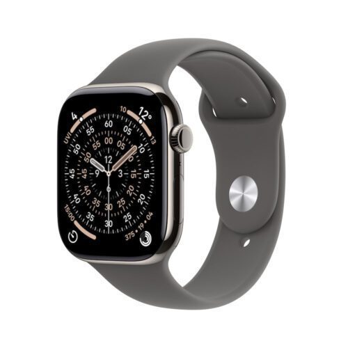 Apple Watch Series 11 GPS + Cellular 46mm přírodní titanové pouzdro se skálově šedým sportovním řemínkem - S/M