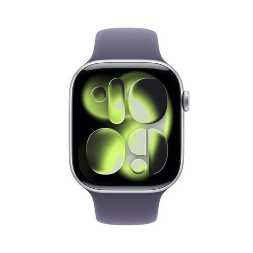 Apple Watch Series 11 GPS + Cellular 46mm stříbrné hliníkové pouzdro s mlžně fialovým sportovním řemínkem - S/M - Obrázek 2