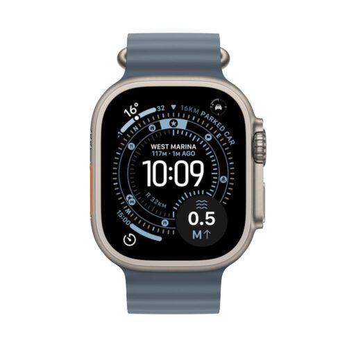 Apple Watch Ultra 3 GPS + Cellular 49mm přírodně titanové pouzdro s ocelově modrým oceánským řemínkem - Obrázek 2