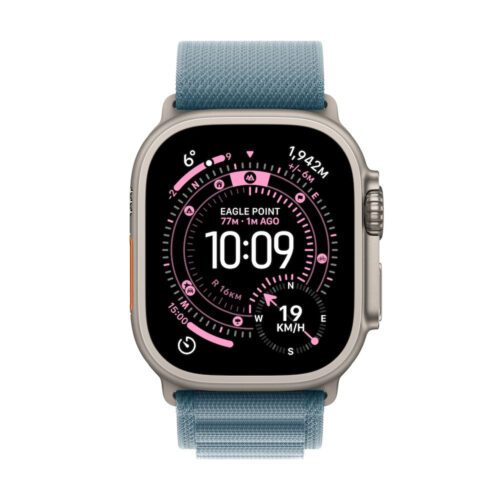 Apple Watch Ultra 3 GPS + Cellular 49mm přírodně titanové pouzdro se světle modrým alpským tahem - L - Obrázek 2