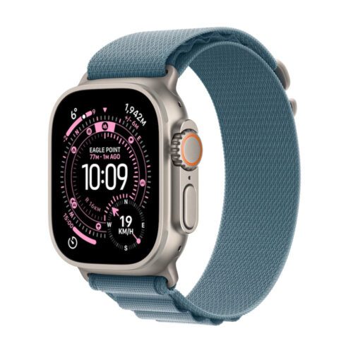 Apple Watch Ultra 3 GPS + Cellular 49mm přírodně titanové pouzdro se světle modrým alpským tahem - L