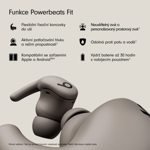 Bezdrátová sportovní sluchátka Powerbeats Fit - tmavě šedá - Obrázek 2