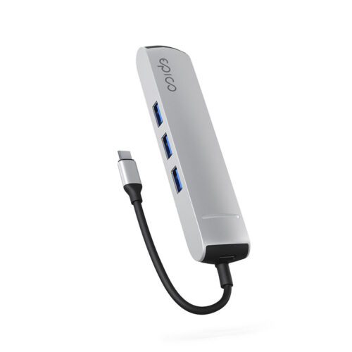 Hliníkový USB-C hub 6v1 Epico s podporou 8K - stříbrný