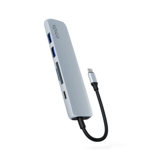 Hub Epico 6in1 Aluminium 8K s USB-C konektorem - blankytně modrý