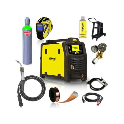 KOWAX GeniMig240DP LCD + Hořák + Kukla + Ventil + Podvozek + Plná Láhev MIX C18 20L + Sprej + 5kg drát + Kabely KWXSTGM240DP_S05Q