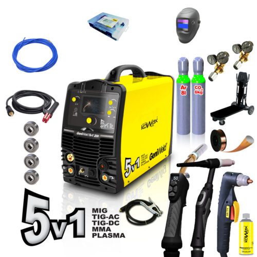 KOWAX GeniWeld5v1 200 + kukla PANTER + redukční ventil CO2 + redukční ventil Ar+CO2 + plná tlak.lahev CO2 8l KWXSTGW5IN1_S02