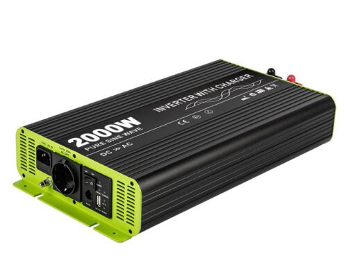 Kosun Měnič napětí výkon 2000W čistý sinus UPS DC48V/AC230V USB černo-zelený KOS2000-48
