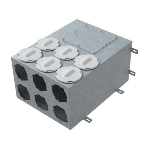 Kovový distribuční box pro propojení systému Flexitech Ø 90 mm s 6 vývody MADB 2160