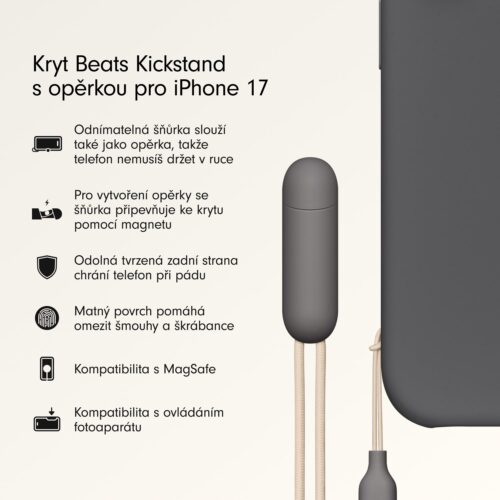 Kryt se stojánkem pro iPhone 17 Beats s MagSafe a ovladačem fotoaparátu - granitově šedý - Obrázek 2