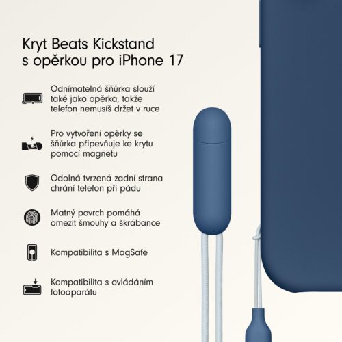 Kryt se stojánkem pro iPhone 17 Beats s MagSafe a ovladačem fotoaparátu - hlubinně modrý - Obrázek 2