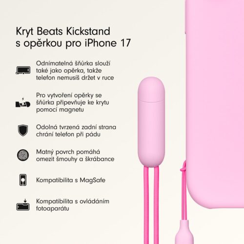 Kryt se stojánkem pro iPhone 17 Beats s MagSafe a ovladačem fotoaparátu - oblázkově růžový - Obrázek 2