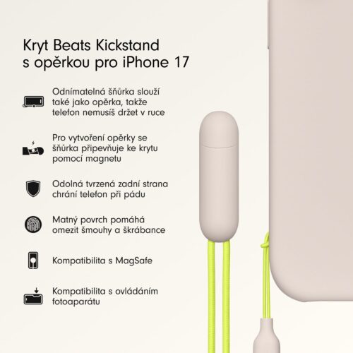 Kryt se stojánkem pro iPhone 17 Beats s MagSafe a ovladačem fotoaparátu - vápencově šedý - Obrázek 2