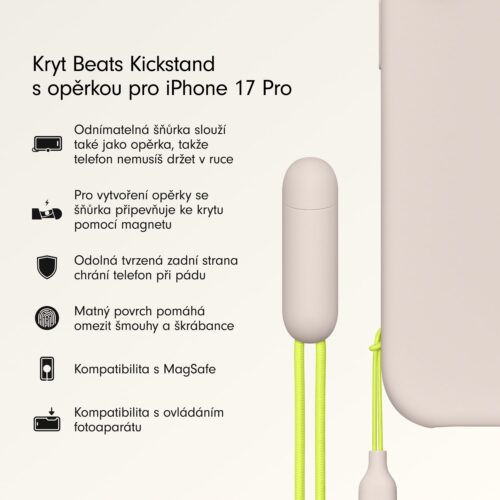 Kryt se stojánkem pro iPhone 17 Pro Beats s MagSafe a ovladačem fotoaparátu - vápencově šedý - Obrázek 2