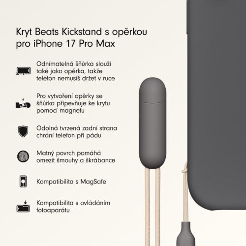 Kryt se stojánkem pro iPhone 17 Pro Max Beats s MagSafe a ovladačem fotoaparátu - granitově šedý - Obrázek 2