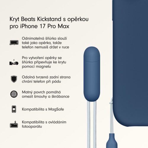 Kryt se stojánkem pro iPhone 17 Pro Max Beats s MagSafe a ovladačem fotoaparátu - hlubinně modrý - Obrázek 2