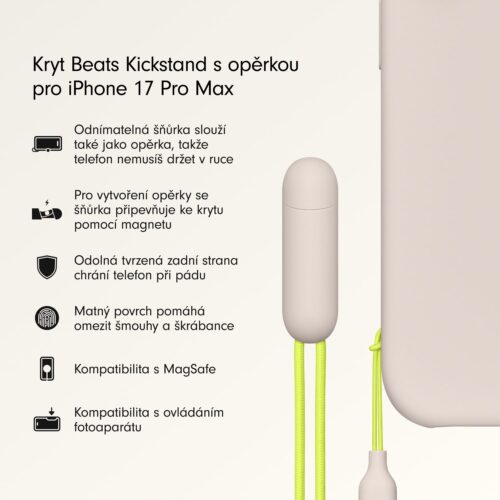Kryt se stojánkem pro iPhone 17 Pro Max Beats s MagSafe a ovladačem fotoaparátu - vápencově šedý - Obrázek 2