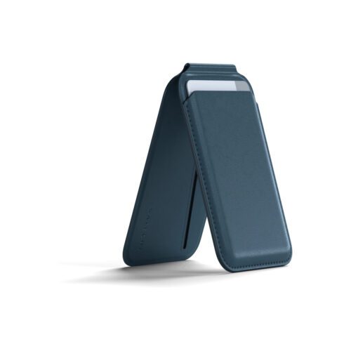 Magnetický stojánek s peněženkou pro iPhone Satechi - modrý