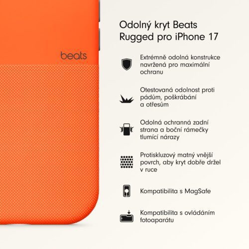 Odolný kryt pro iPhone 17 Beats s MagSafe a ovladačem fotoaparátu - sierra oranžový - Obrázek 2