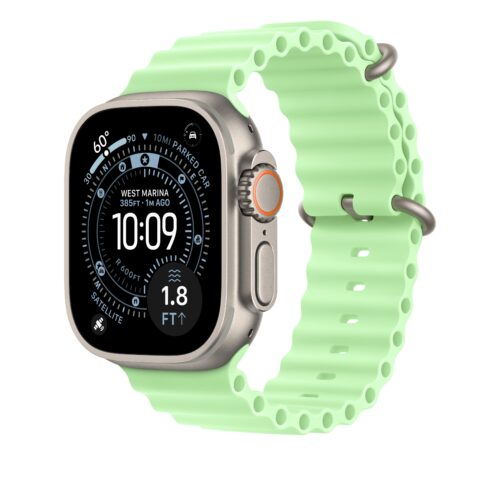 Prodloužení Oceánského řemínku pro Apple Watch 44/45/46/49 mm Apple neonově zelené prodloužení - provedení z přírodního titanu - Obrázek 2