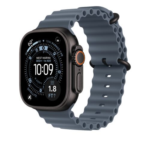Prodloužení Oceánského řemínku pro Apple Watch 44/45/46/49 mm Apple ocelově modré - provedení z černého titanu - Obrázek 2