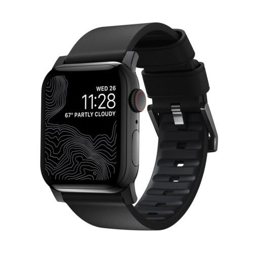 Řemínek pro Apple Watch 42/44/45/49 mm Nomad Active Strap Pro - černý s černou přezkou