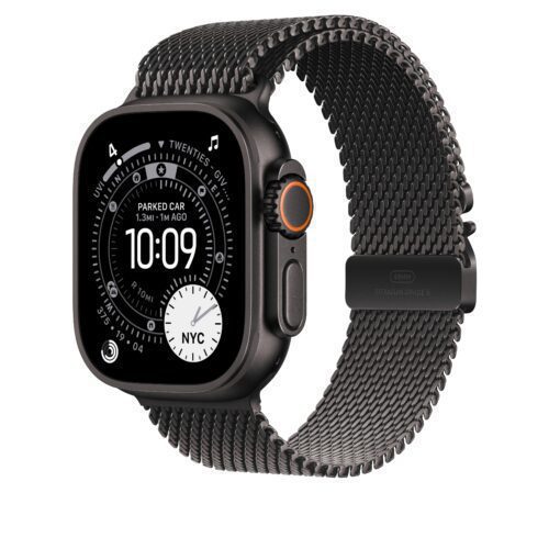 Řemínek pro Apple Watch 44/45/46/49 mm Apple milánský tah z černého titanu - střední - Obrázek 2