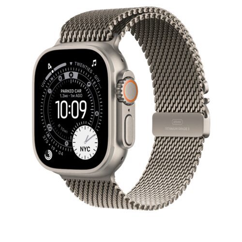 Řemínek pro Apple Watch 44/45/46/49 mm Apple milánský tah z přírodního titanu - velký - Obrázek 2