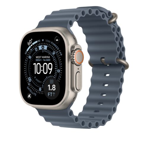 Řemínek pro Apple Watch 44/45/46/49 mm Apple ocelově modrý Oceánský - provedení z přírodního titanu - Obrázek 2