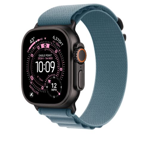 Řemínek pro Apple Watch 44/45/46/49 mm Apple světle modrý Alpský tah - malý - provedení z černého titanu - Obrázek 2