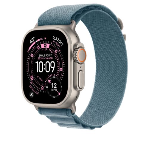 Řemínek pro Apple Watch 44/45/46/49 mm Apple světle modrý Alpský tah - střední - provedení z přírodního titanu - Obrázek 2