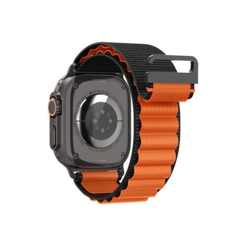 Řemínek pro Apple Watch 49mm/46mm/45mm/44mm Spigen Fabric Band (Hook) - černo-oranžový - Obrázek 2