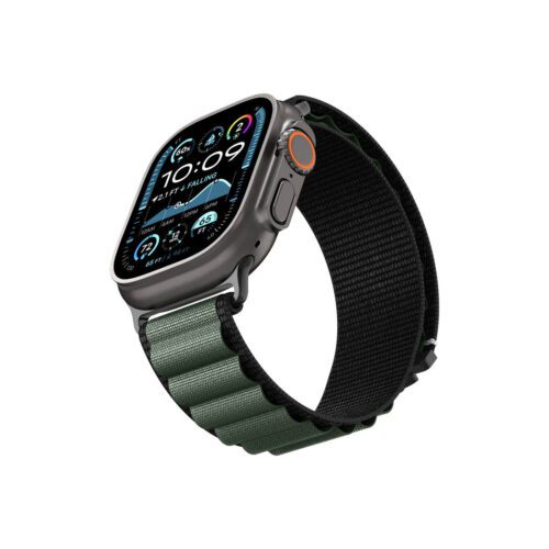 Řemínek pro Apple Watch 49mm/46mm/45mm/44mm Spigen Fabric Band (Hook) - černo-zelený - Obrázek 2