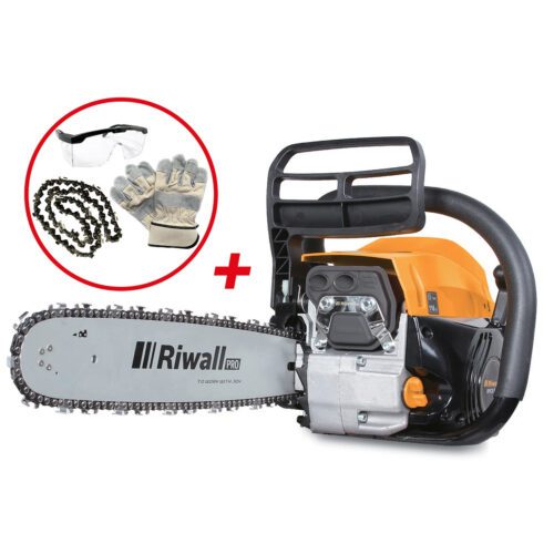 Riwall PRO RPCS 5140 SET řetězová pila s benzinovým motorem 49 ccm + náhradní řetěz + rukavice + ochranné brýle PC42A2201058B_set