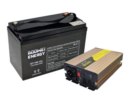 Set trakční baterie GOOWEI ENERGY OTL100-12 (100Ah) + měnič ROGERELE REP1000-12 (1000W)