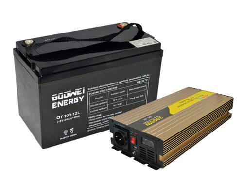 Set trakční baterie GOOWEI ENERGY OTL100-12 (100Ah) + měnič ROGERELE REP2000-12 (2000W)