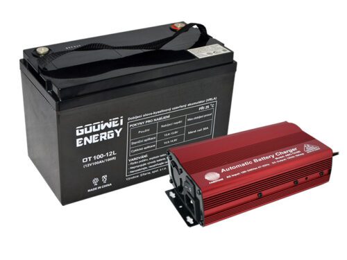 Set trakční baterie GOOWEI ENERGY OTL100-12 (100Ah) + nabíječka FST ABC-1210D (10A)