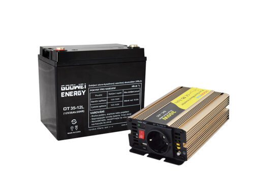 Set trakční baterie GOOWEI ENERGY OTL35-12 (35Ah) + měnič ROGERELE REP300-12 (300W)