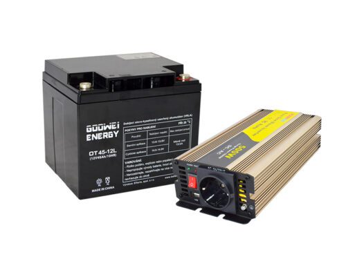 Set trakční baterie GOOWEI ENERGY OTL45-12 (45Ah) + měnič ROGERELE REP500-12 (500W)