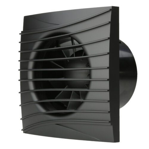 Tichý koupelnový ventilátor Dalap 100 DARK Z s časovým doběhem a zpětnou klapkou