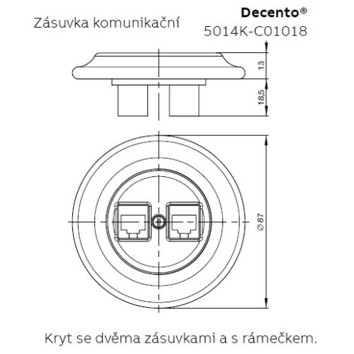 ABB Decento kryt datové zásuvky bílá-porcelán 5014K-C01018 - Obrázek 2
