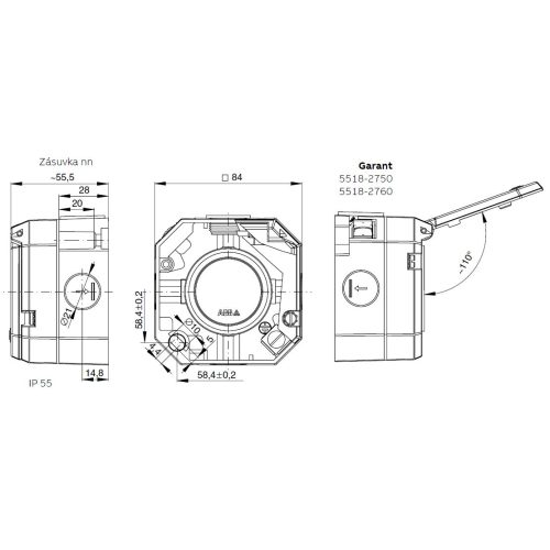 ABB Garant zásuvka a průchodkou IP55 šedá 5518-2760 s víčkem - Obrázek 2