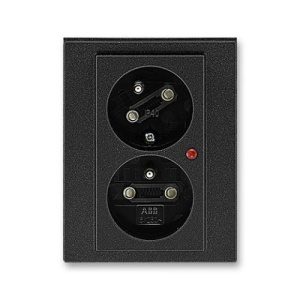 ABB Levit M dvojzásuvka onyx/kouřová černá 5593H-C02357 63 s přepěťovou ochranou