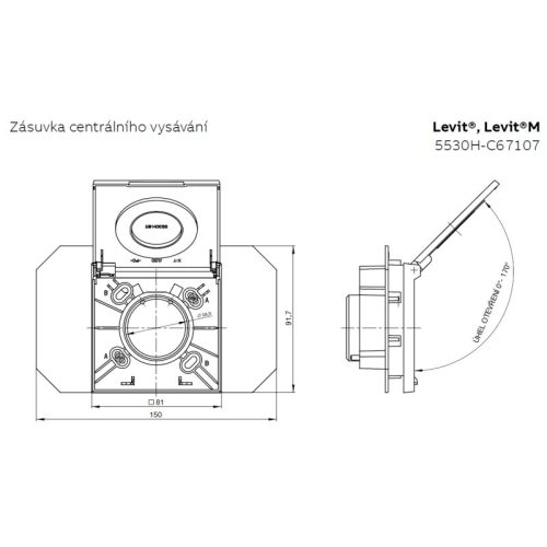 ABB Levit M zásuvka centrálního vysávání ocelová/kouřová černá 5530H-C67107 69 - Obrázek 2
