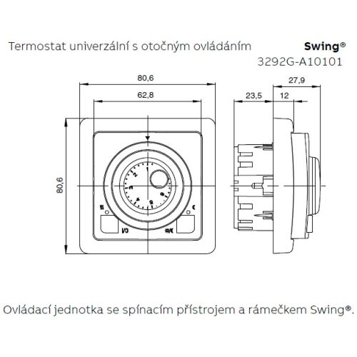 ABB Swing (L) termostat otočný 3292G-A10101 H1 hnědá - Obrázek 2