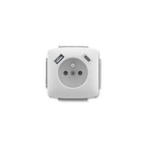 ABB Tango zásuvka s USB nabíjením bílá 5569A-A32357 B s clonkami (2CHA693257A4500)